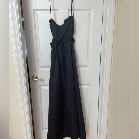 We Wore What black ruffle bib maxi dress NWT women’s size S - Picture 2 of 5